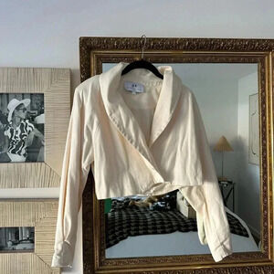 The bright side cream cloud cropped jacket small with shoulder pads